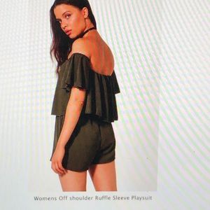 Off Shoulder Ruffle Sleeve Playsuit